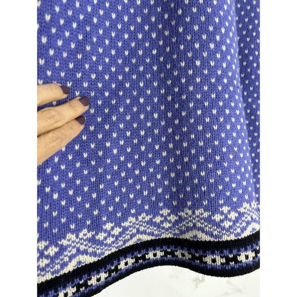 Vintage LL Bean Purple Nordic Lambswool Knit Embossed Button Sweater Size L EUC - Picture 4 of 10